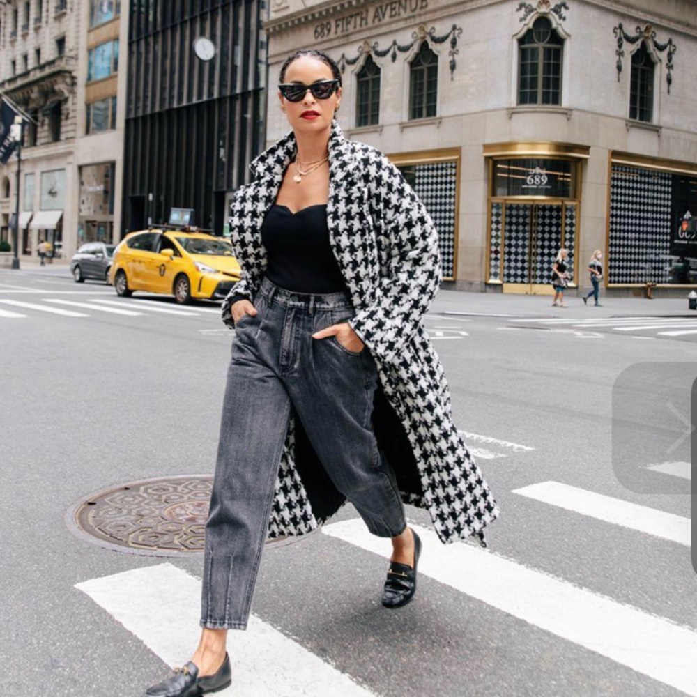 Houndstooth Tweed Coat